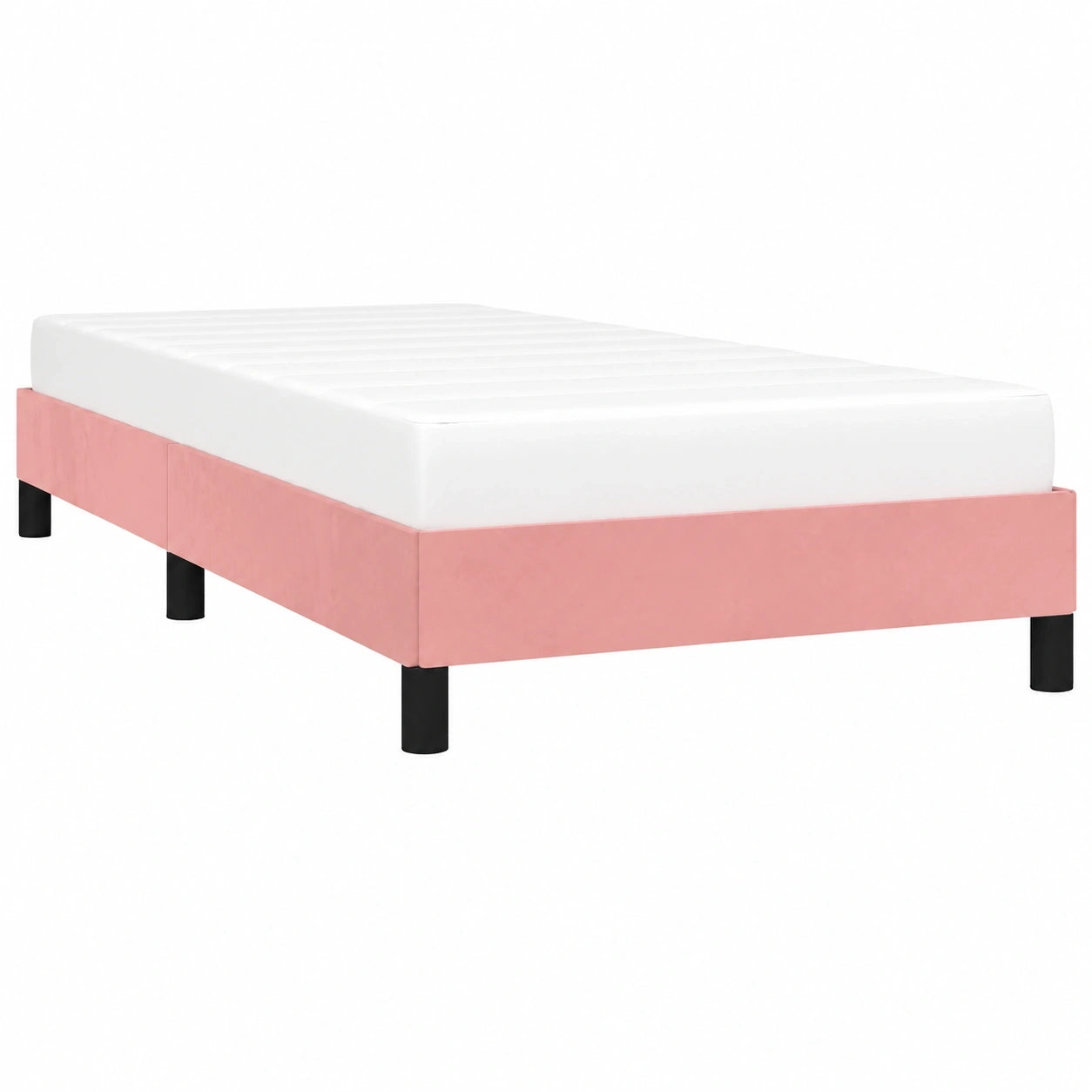 Samt Einzelbett in Rosa mit Lattenrost, 90x190cm