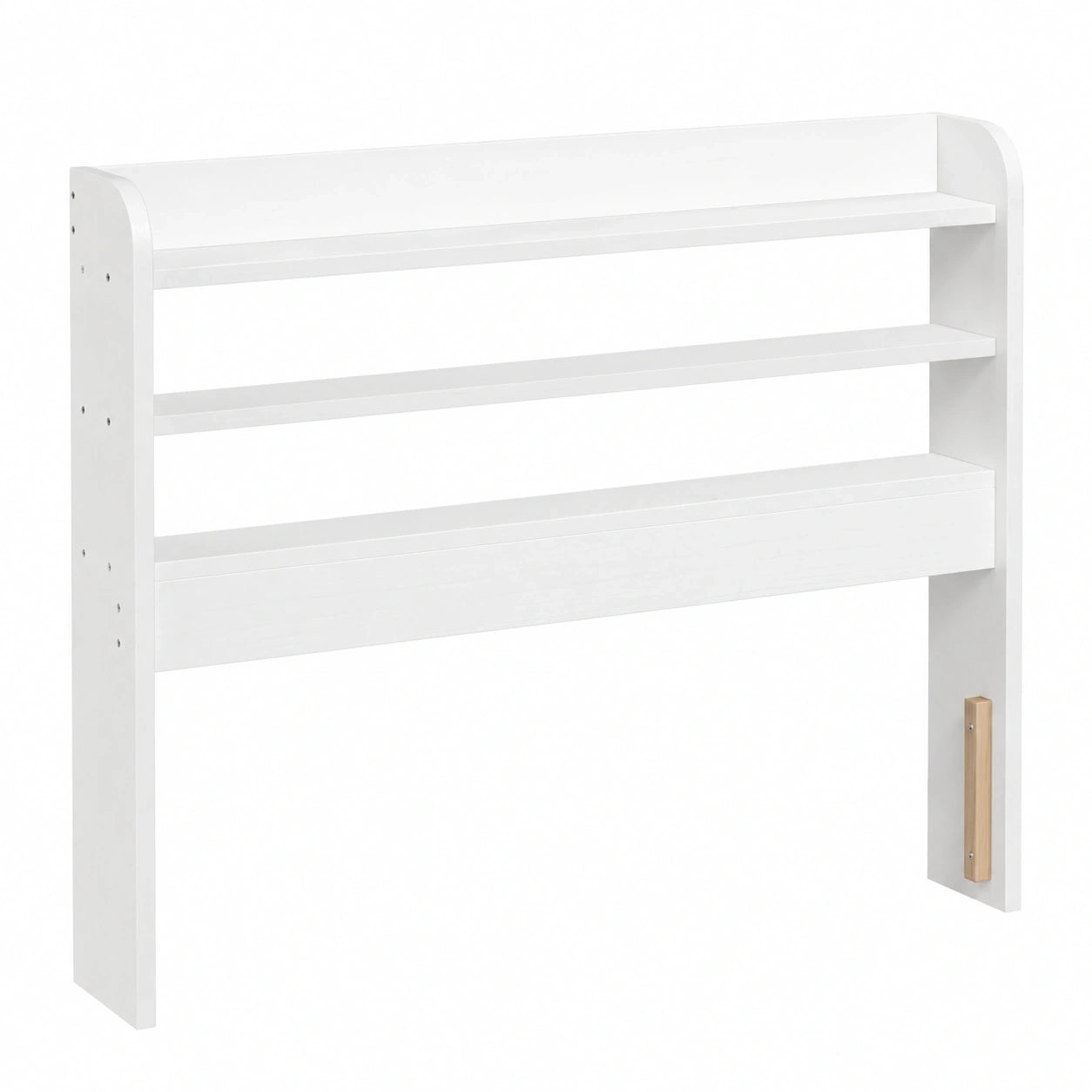 Holzkopfteil mit Regalen für Einzelbett, freistehend, 75cm, Kiefernholz, Weiß