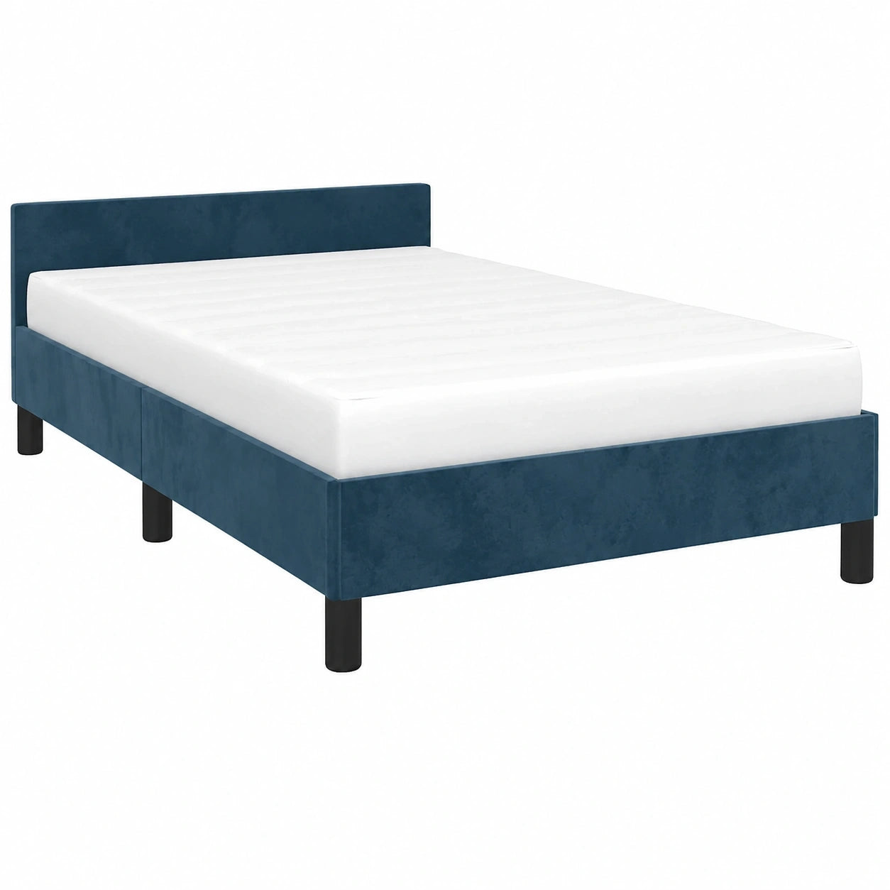 Elegantes Einzelbett mit Kopfteil aus Samt, Dunkelblau, 100x200 cm