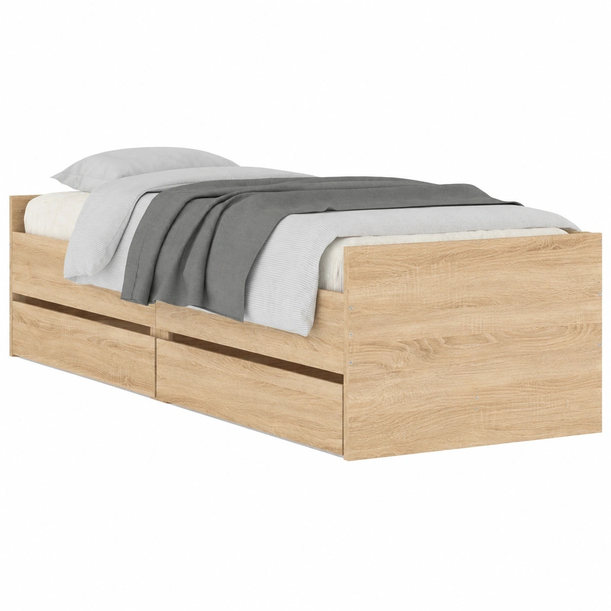 Schwarzes Stauraumbett mit Schubladen 100x200 cm – Funktionales Design für Ihr Schlafzimmer