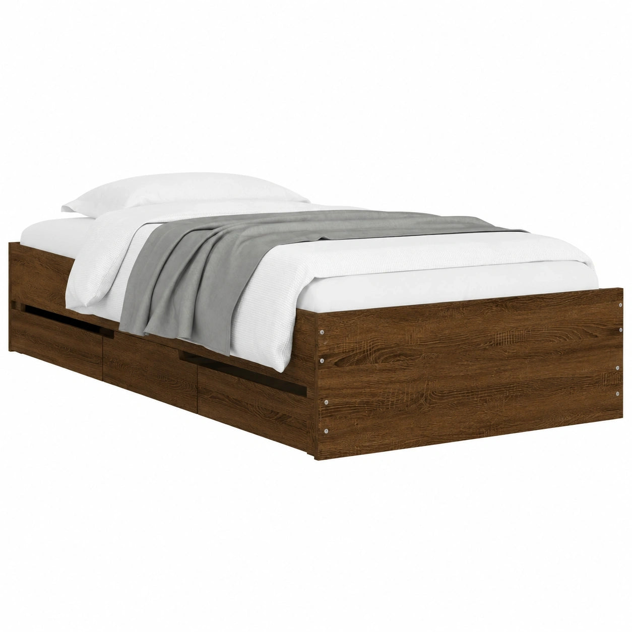 Einzelbett mit Schubladen in Eichen-Optik 90x190cm