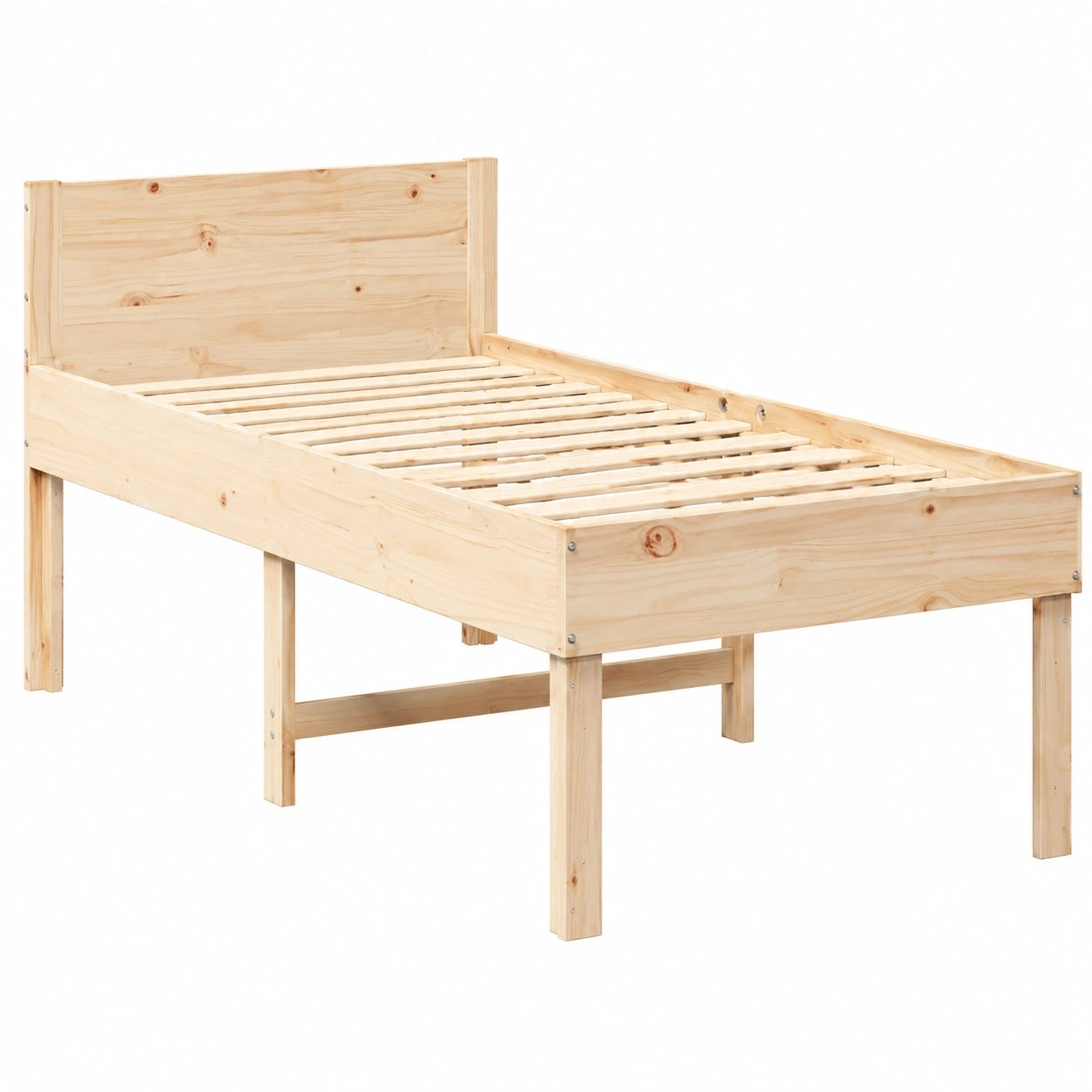 Einzelbett aus Kiefernholz mit Stauraum und Kopfteil, 75x190cm