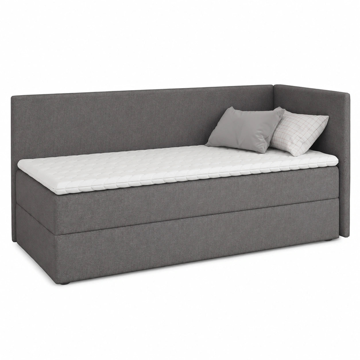 Boxspringbett mit Stauraum und Bonell-Matratze - Polsterbett für Schlafzimmer und Kinderzimmer, Graphit 80x200 cm