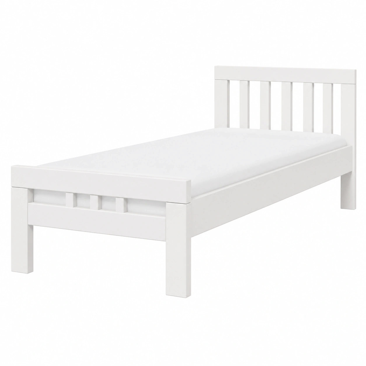 Massivholz-Einzelbett K8, weiß lackiert, 90x200 cm, hochwertige Premium-Linie
