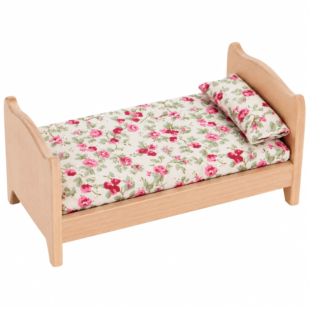 Miniatur Holz-Einzelbett für Puppenhaus Schlafzimmer DIY Möbel Set 1:12
