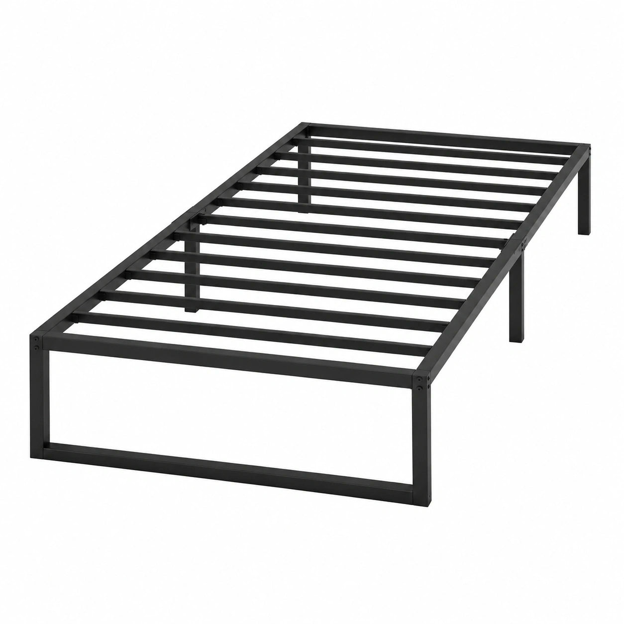Robustes Einzelbett aus Metall 75x190 cm mit Lattenrost, einfache Montage, schwarz