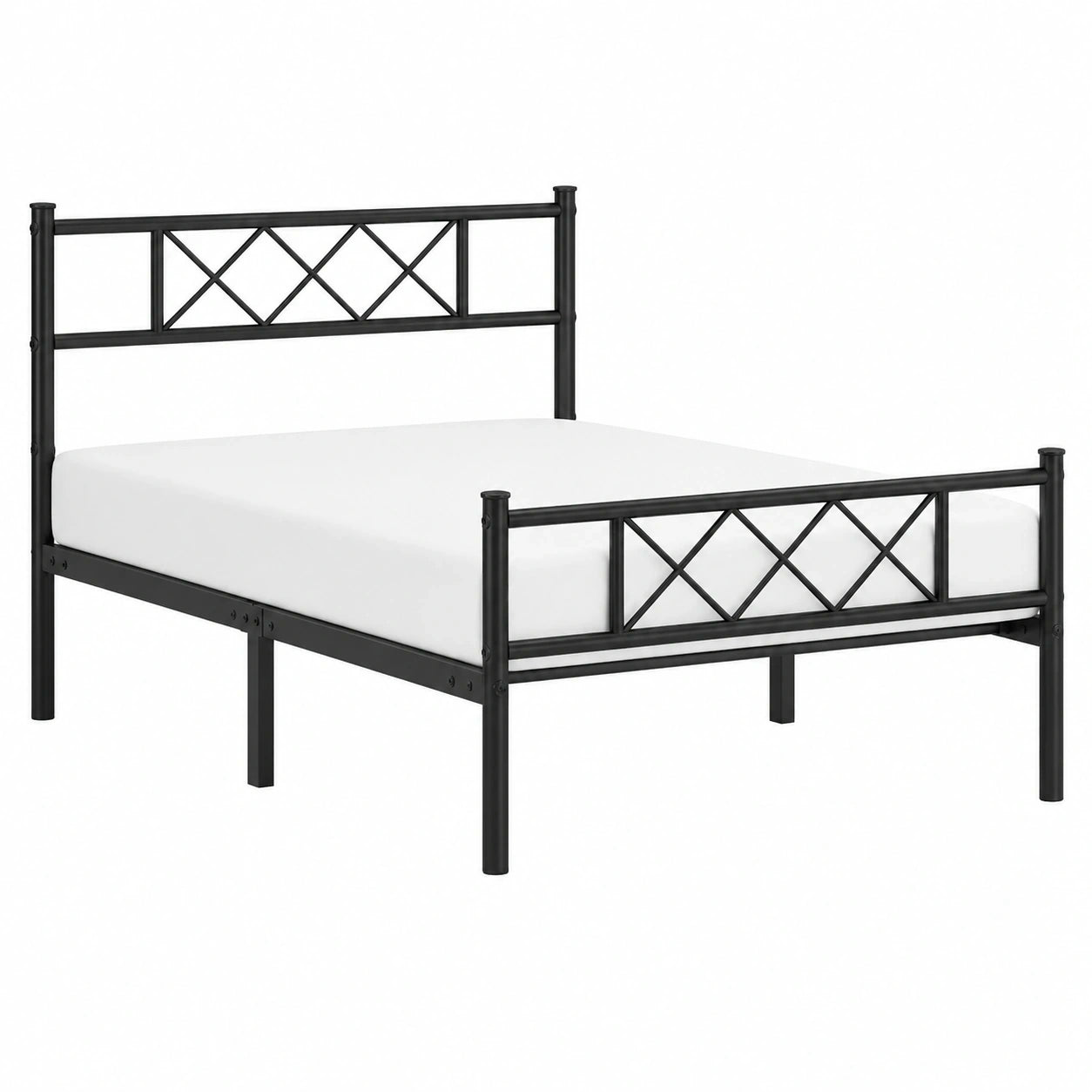 Metallbett mit Lattenrost, Modernes Design 90x200 cm, Schwarz, Gästebett für Schlafzimmer
