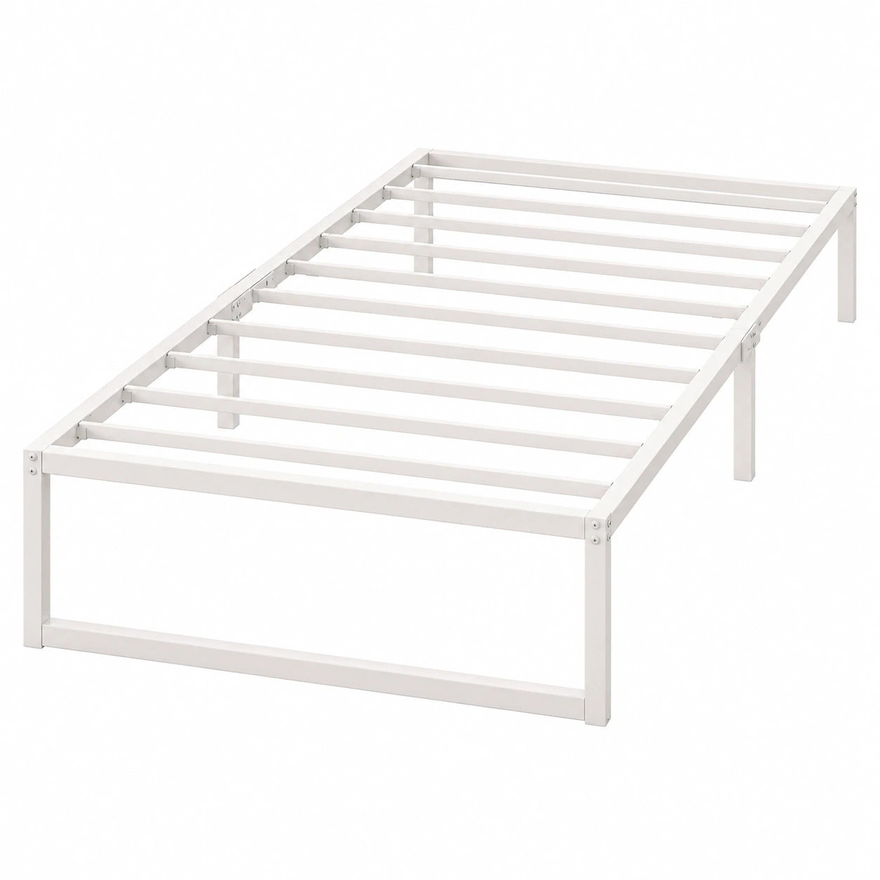 Metall-Einzelbett 90x190 cm, Weiß, Stabiler Rahmen, Geräuschfrei, Einfache Montage