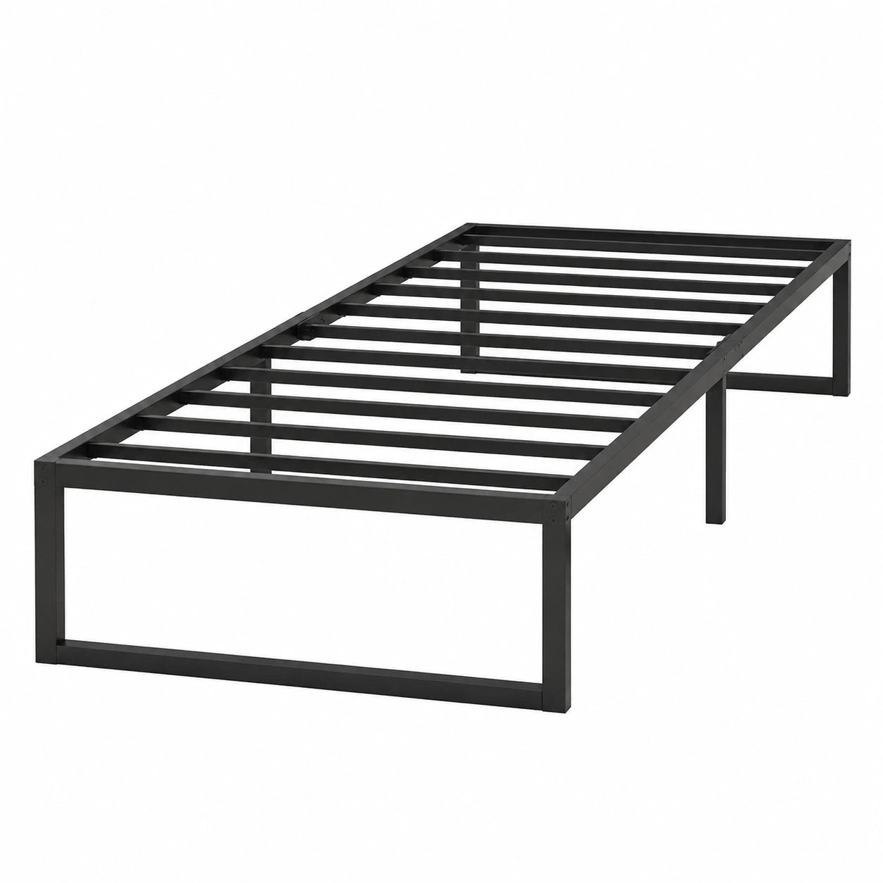 Metall-Einzelbett 90x200 cm mit Lattenrost, Stabiler Bettrahmen, Einfache Montage, Schwarz
